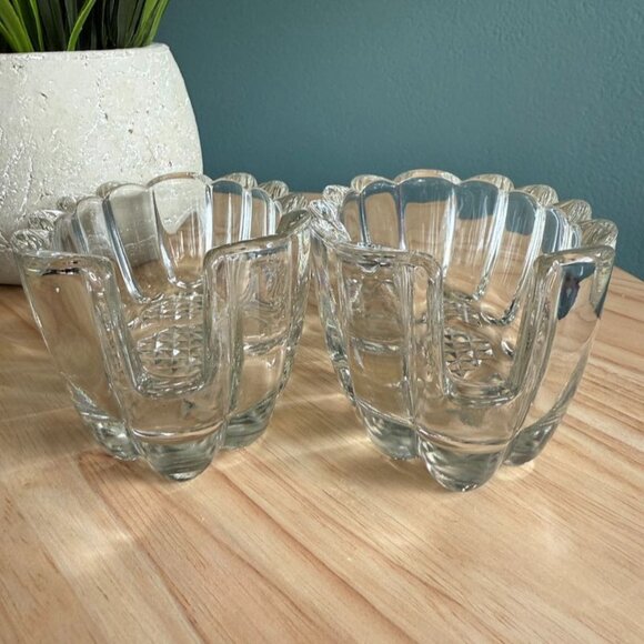 Vintage Princess House Clear Crystal Scalloped Oval Bowls Set Of 2 - Picture 3 of 10